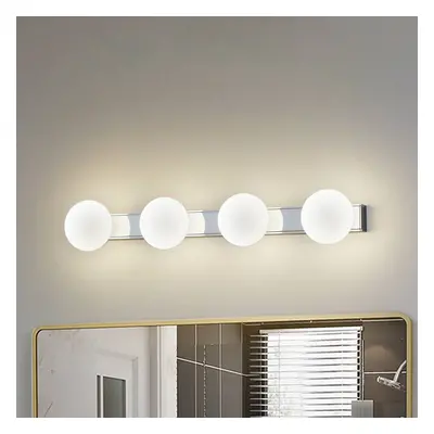 Lucande Koupelnové nástěnné svítidlo Lucande LED Myrra, chrom/bílá, sklo, 60 cm