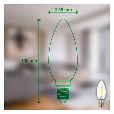 Briloner LED žárovka svíčka E14 2,5W čirá 3000K 525 lm EEK A 2er