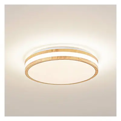 Lindby Lindby LED stropní svítidlo Emiva, Ø 39,5 cm, CCT, dřevo