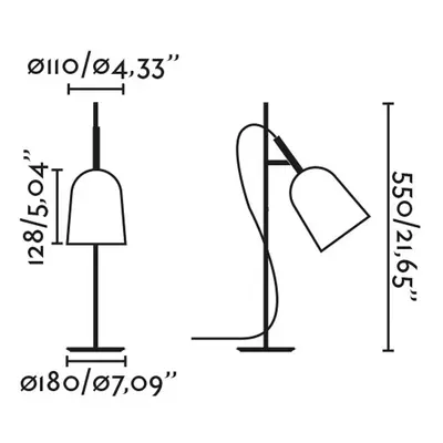 FARO BARCELONA Stolní lampa Studio, růžová/černá, ocel, výška 55 cm