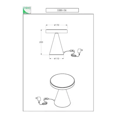 Fabas Luce Stolní lampa LED Neutra, výška 20 cm, bílá, dotykový stmívač