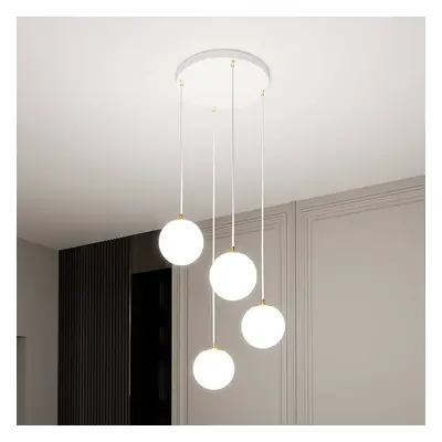 EMIBIG LIGHTING Závěsné svítidlo Royal, 4 světla, opálová bílá/bílá, sklo, E14