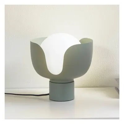 Lindby Stolní lampa Lindby Fiora, zelená, sklo, kov, Ø 20 cm