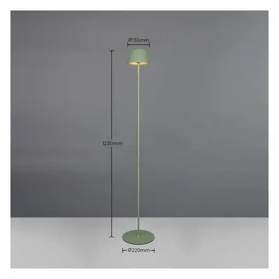 Reality Leuchten Nabíjecí stojací lampa Suarez LED, zelená, výška 123 cm, kovová