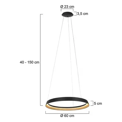 Steinhauer Závěsné svítidlo Ringlux LED, 1 světlo, černá barva, kov