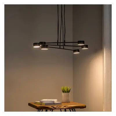 EMIBIG LIGHTING Závěsné svítidlo Modus 6, ocel, šestice světel, GX 53, černá barva