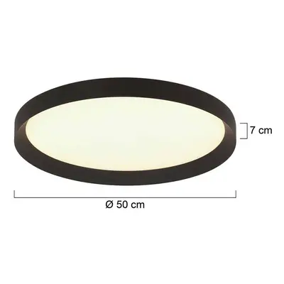 Steinhauer Stropní svítidlo Flady LED, černé, Ø 50 cm, přímé/nepřímé osvětlení