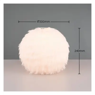 Reality Leuchten Chlupatá stolní lampa, výška 24 cm, písková barva, syntetický plyš