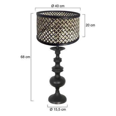 Steinhauer Stolní lampa Lyons 3749ZW, černá/přírodní proutí