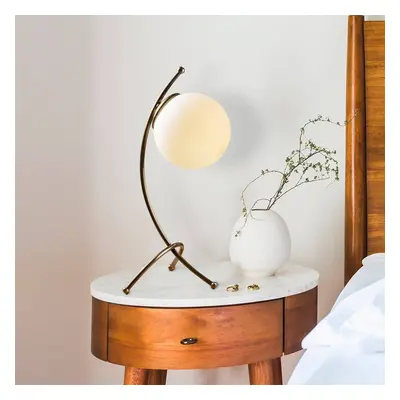 Opviq Yay 5012 stolní lampa, hnědá, opálové sklo, výška 43 cm