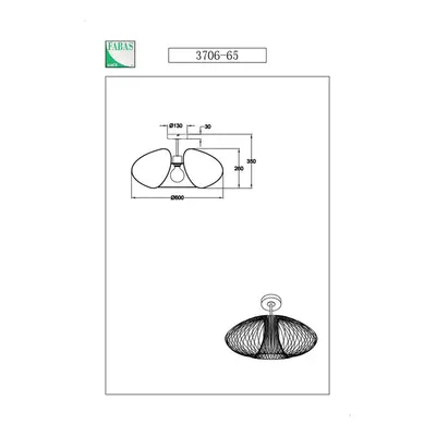 Fabas Luce Stropní svítidlo Fassa, černé, Ø 60 cm, kovové