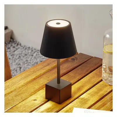 Lindby LED dobíjecí stolní lampa Lindby Janea CUBE, černá, kovová