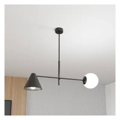 EMIBIG LIGHTING Stropní svítidlo Hermes, 2 světla, černé, sklo, 70 cm, E14