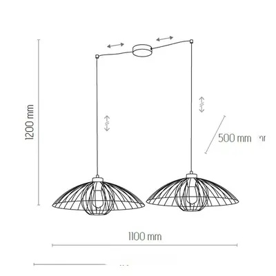 TK Lighting Závěsné svítidlo Barbella se stínidlem v kleci, dvě světla