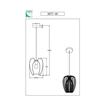 Fabas Luce Závěsné svítidlo Camp, Ø 25 cm, černé, drátěný koš