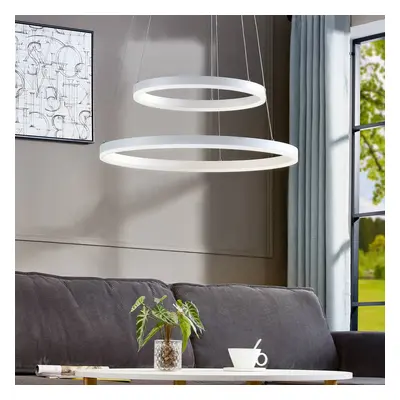 Arcchio Závěsné svítidlo Arcchio LED Albiona, bílé, 2 kruhy, Ø 60 cm