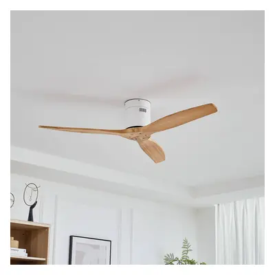 Lucande Stropní ventilátor Lucande Vindur, bílá/dřevo, DC, tichý