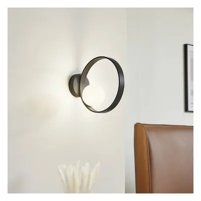 Lucande Nástěnné svítidlo Lucande LED Luneo, černá/opál, sklo, 30 cm