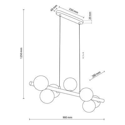 TK Lighting Závěsné svítidlo Estera, opálové sklo, dřevo, sedm světelných zdrojů