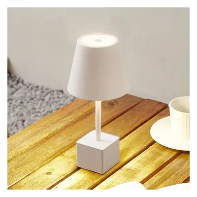 Lindby LED dobíjecí stolní lampa Lindby Janea CUBE, bílá, kovová