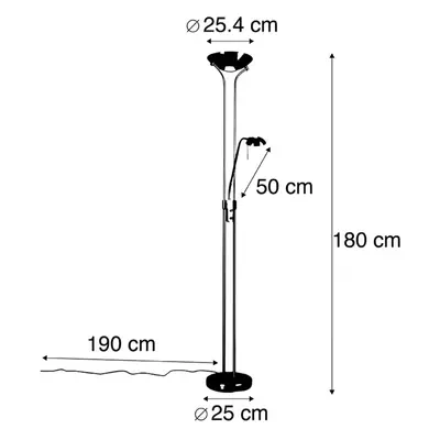 QAZQA LED stojací lampa Diva s lampou na čtení, ocel