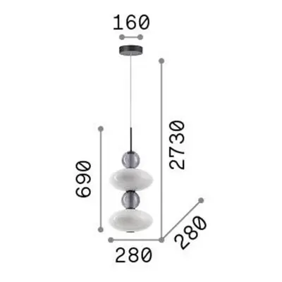 Ideallux Závěsné svítidlo Ideal Lux LED Lumiere-2, opálové/šedé sklo