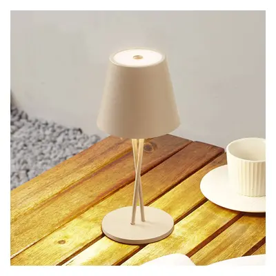 Lindby Lindby LED dobíjecí stolní lampa Janea, CROSS, béžová barva, kov