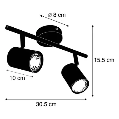 QAZQA Stropní bodové světlo Jeana, 2 zdroje, černá