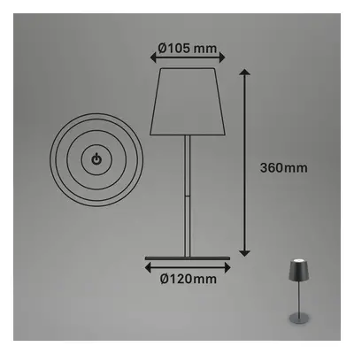 Briloner Nabíjecí stolní lampa LED 7508015, antracitová 2 700 K IP44 Touchdim