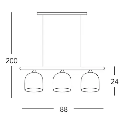 austrolux Závěsná lampa KOLARZ Chalet, délka 88 cm, bílá/hnědá, 3 světla.