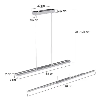 Steinhauer Zelena Motion LED závěsné svítidlo, ocelová barva, CCT, kov