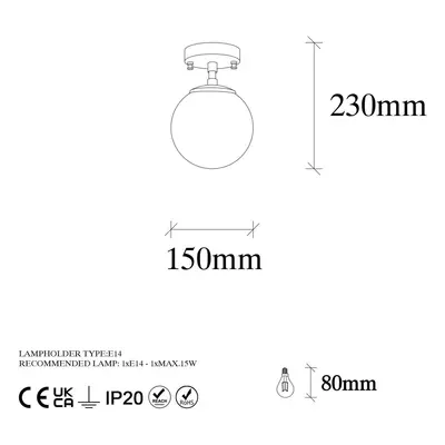 Opviq Stropní svítidlo Atmaca 10220, zlatá antická barva, opálové sklo Ø 15 cm