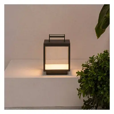 FARO BARCELONA LED dobíjecí stolní lampa Kerala, tmavě šedá, hliník, výška 26,8 cm