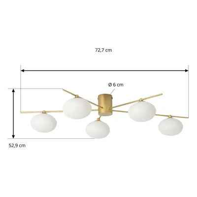 Lindby Stropní svítidlo Lindby Valisa, zlaté, 5 světelných zdrojů