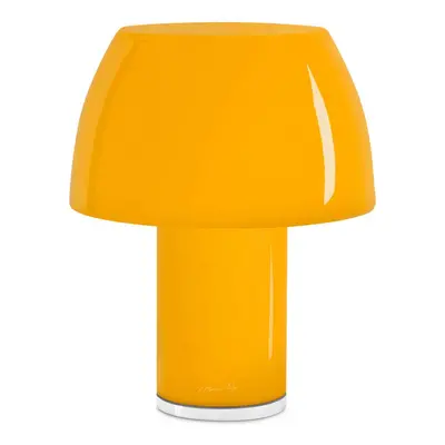 NEMO Nemo LED dobíjecí stolní lampa Lorosae, žlutá, sklo, IP54, USB