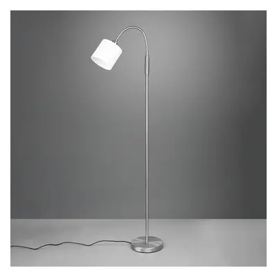 Reality Leuchten Stojací lampa Tommy, nikl/bílá, výška 130 cm, kov/látka