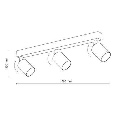 TK Lighting Stropní bodové svítidlo Top, nastavitelné, hnědé, lineární se třemi