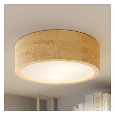 TEMAR LIGHTING Stropní svítidlo Cleo, Ø 27,5 cm, 2 světla, borovicové dřevo, E27