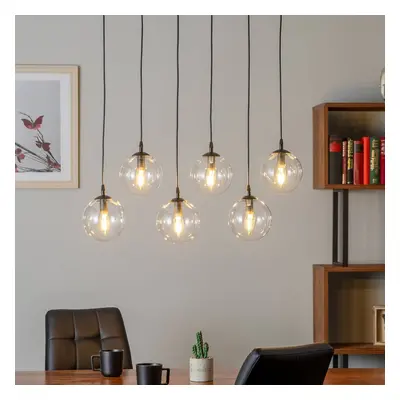 EMIBIG LIGHTING Skleněné závěsné svítidlo, 6 světel, černá, grafit, sklo, 75 cm