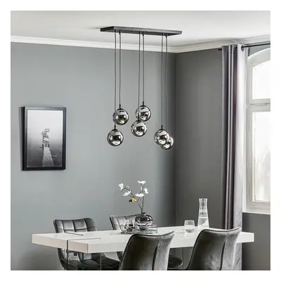 EMIBIG LIGHTING Skleněné závěsné svítidlo, 6 světel, černá, grafit, sklo, 75 cm