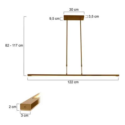 Steinhauer Závěsné svítidlo LED Zelena, bronz, délka 122 cm, kov, CCT