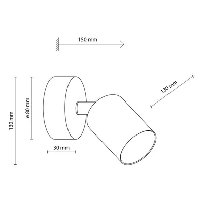 TK Lighting Nástěnné bodové svítidlo Livia, zelené, 13 cm, kovové, nastavitelné, GU10