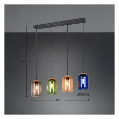 Trio Lighting Korkové závěsné svítidlo, vícebarevné, délka 90 cm, 4 světla sklo/korek