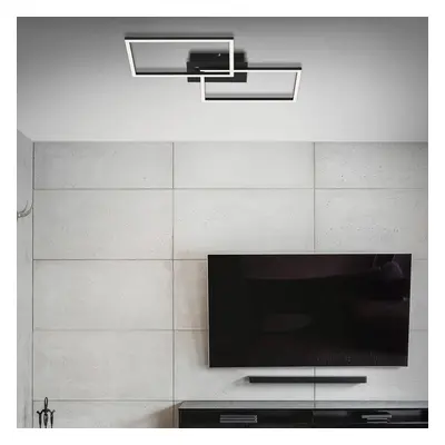 Briloner LED stropní světlo Frame CCT, černé, 50x39cm