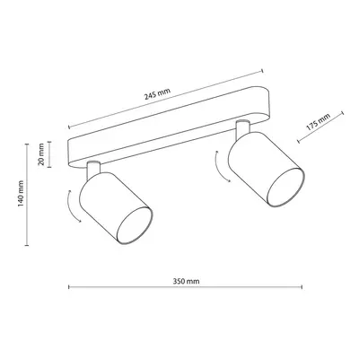 TK Lighting Stropní bodové svítidlo Livia, mátově zelené, délka 35 cm, ocel, 2 světla.