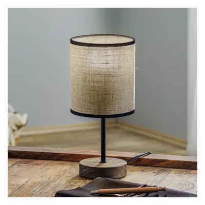 BRITOP Stolní lampa Tubo, textil, ořech, béžová, výška 30 cm