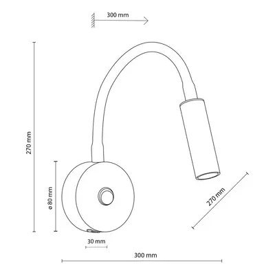 TK Lighting Nástěnné svítidlo Lagos USB, černé, výška 27 cm, kovové