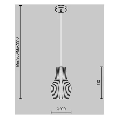 Maytoni Závěsná lampa Maytoni Roots, Ø 20 cm, výška 31 cm, dřevo/černá barva