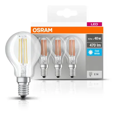 OSRAM OSRAM LED žárovka E14P40 4W filament 840 470lm 3ks