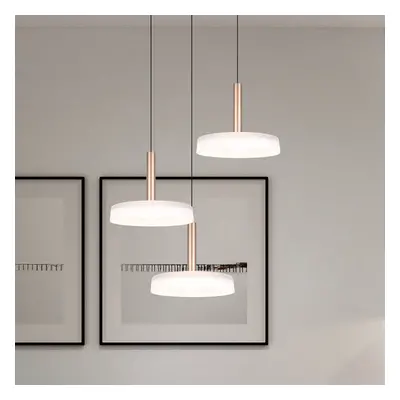 Trio Lighting Závěsné svítidlo LED Celeste, bílá/hnědá, Ø 35 cm 3 světla, sklo tlumené